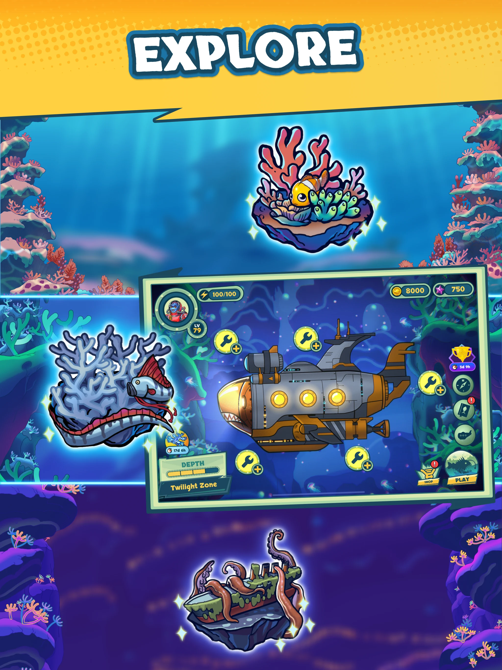 Submarine Quest: Merge&Explore screenshot